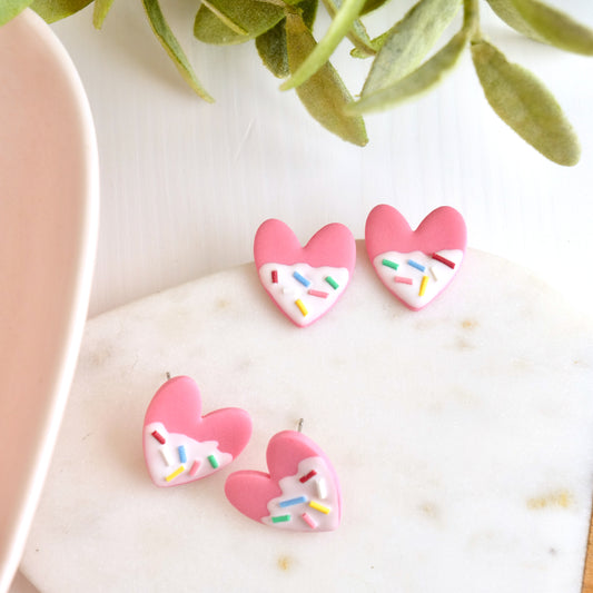 Frosted Heart Statement Studs