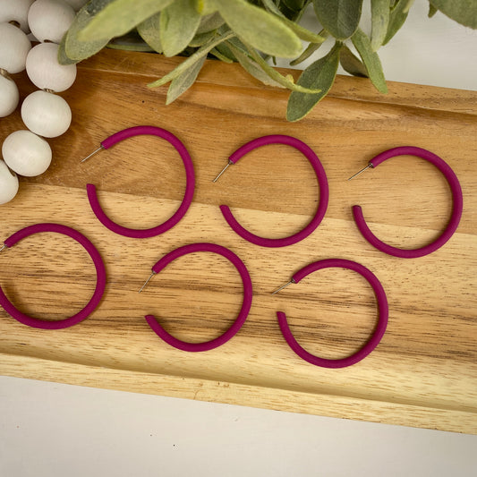 Skinny Clay Hoops in Purple