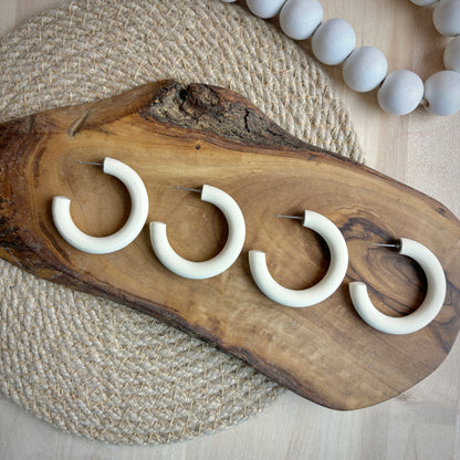 Clay Hoops in Ivory