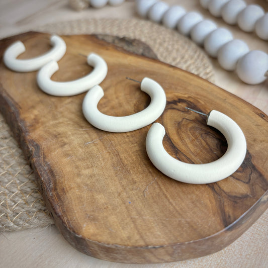 Clay Hoops in Ivory