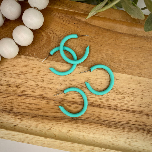 Skinny Mini Clay Hoops in Fiji