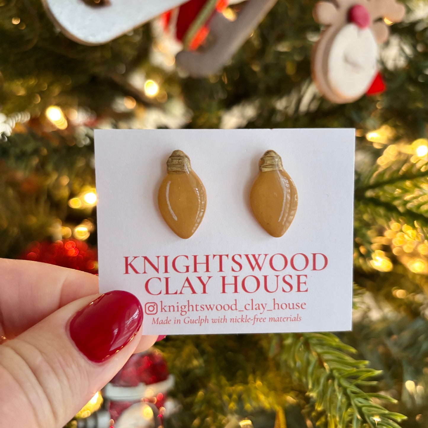 Honey Christmas Bulb Studs