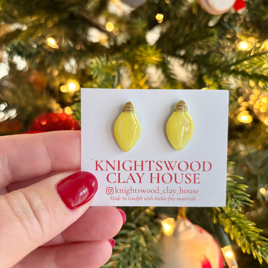 Bright Yellow Christmas Bulb Studs