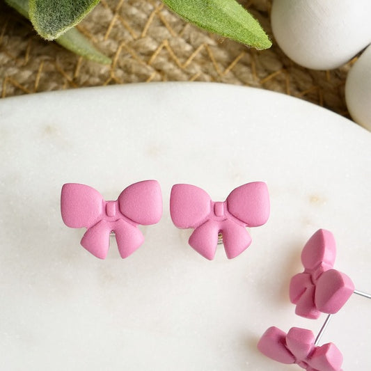 Pink Bow Studs