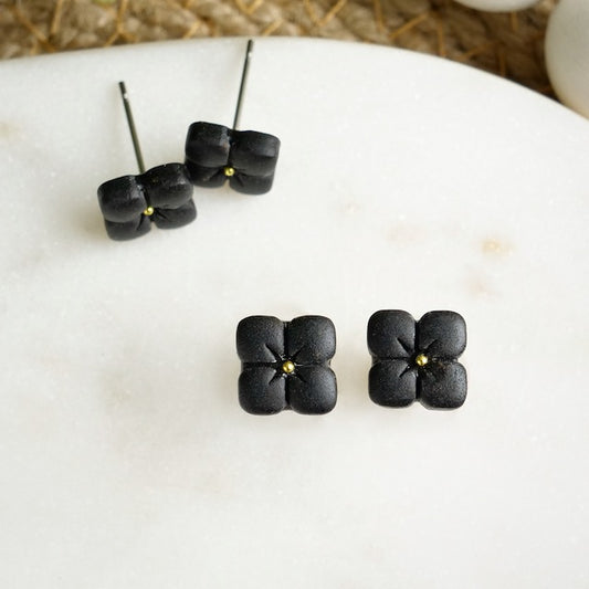 Black Flower Studs