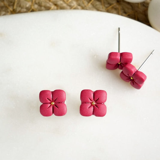 Red Flower Studs