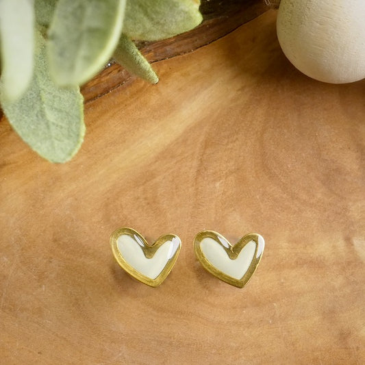 Heart Studs in Grey
