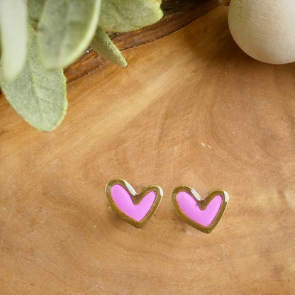 Heart Studs in Pink