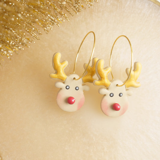 Reindeer Hoops with Gold Antlers