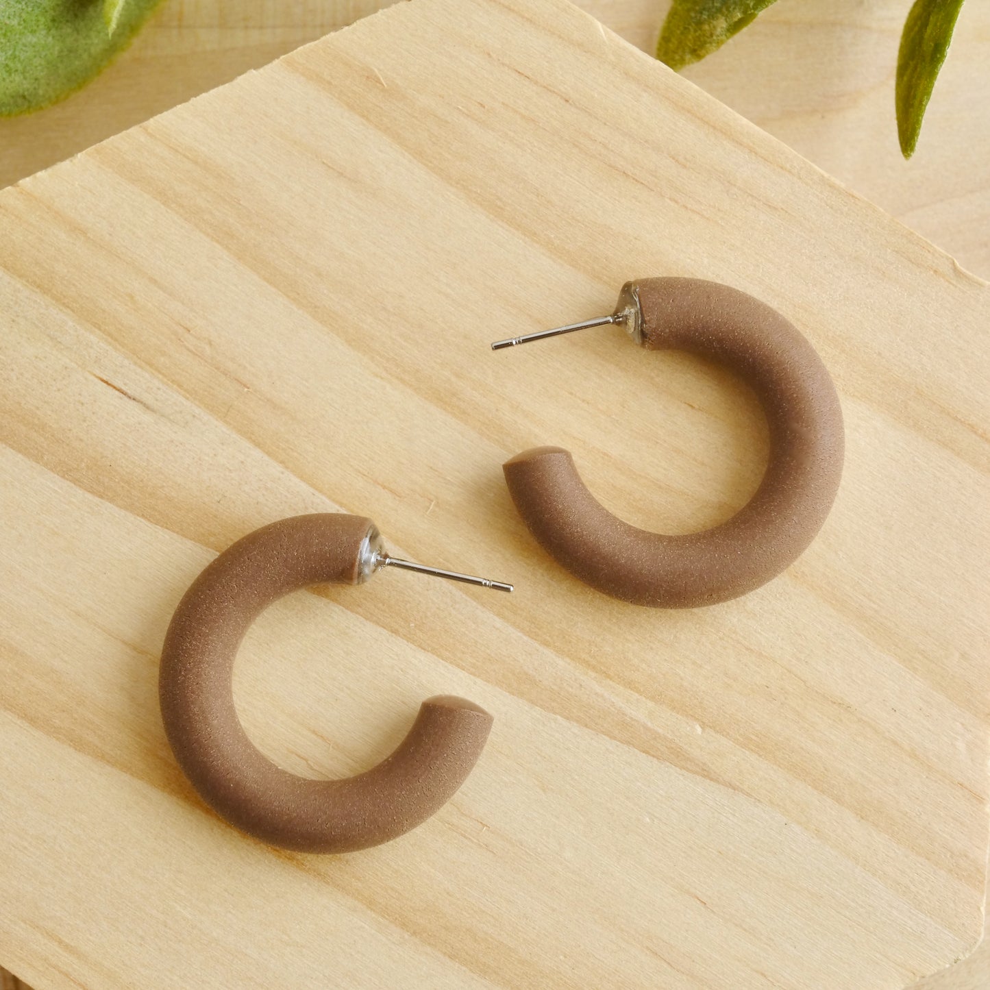 Mini Clay Hoops in Chocolate
