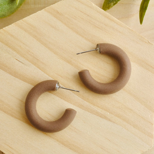 Mini Clay Hoops in Chocolate