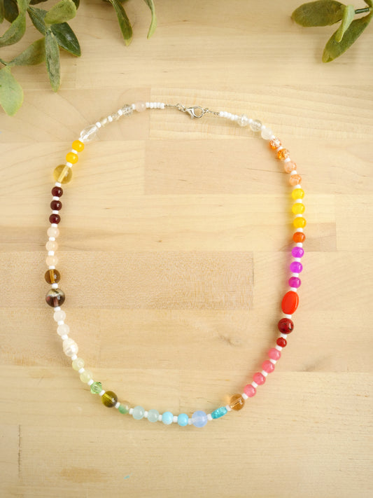 18" Glass Bead Necklace in Luminance