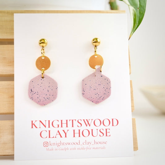 Hepburn Hex Dangles in Purple Stone