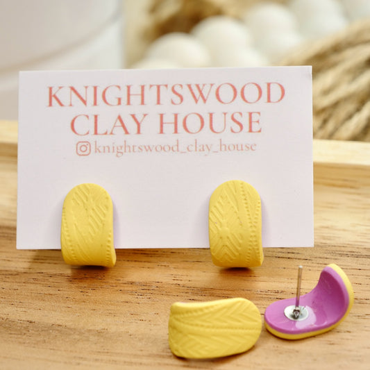 Itty Bitty Wrap Studs in Soft Yellow