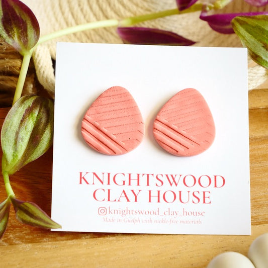 Elora Statement Studs in Peach Granite