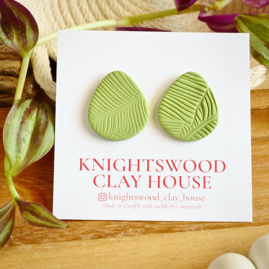 Elora Statement Studs in Palm Green