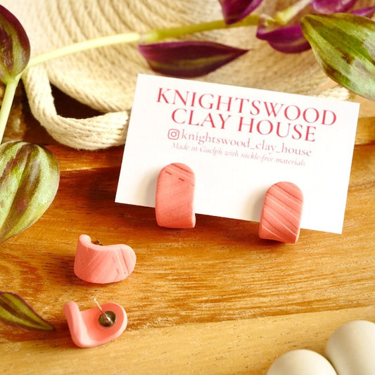 Itty Bitty Wrap Studs in Peach Granite