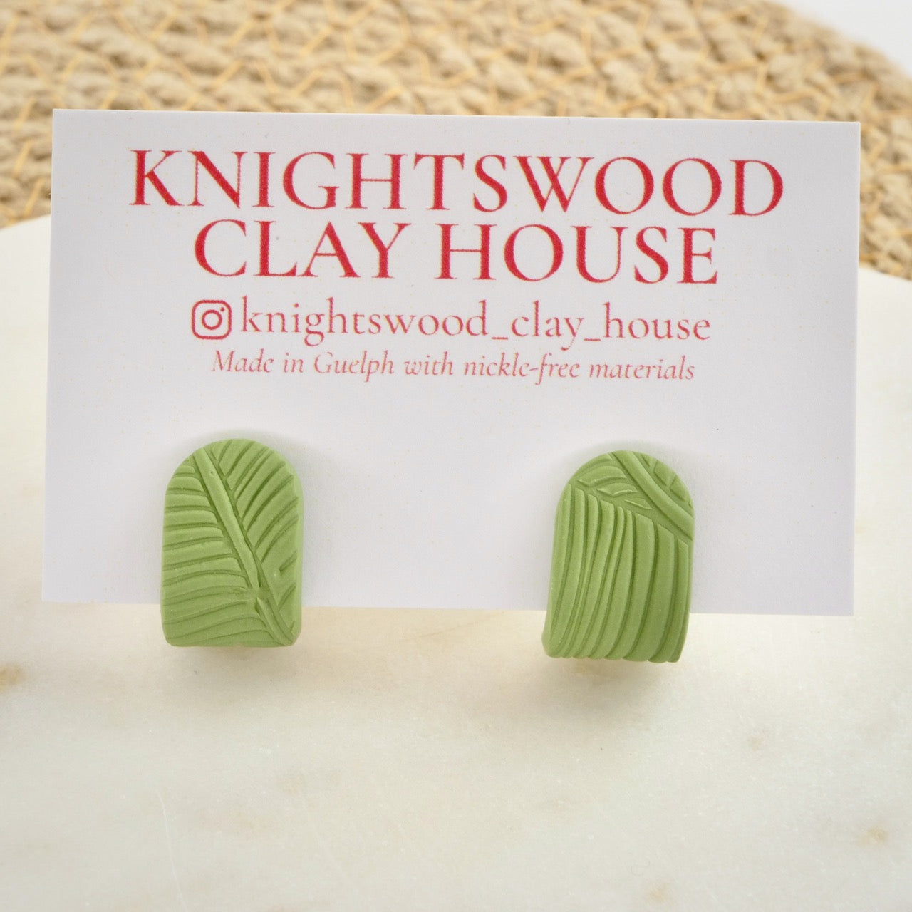 Itty Bitty Wrap Studs in Palm Green