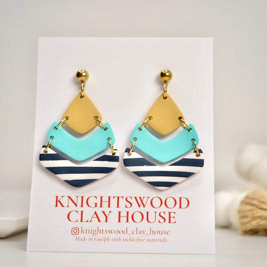 Arrow Dangles in Navy Stripes