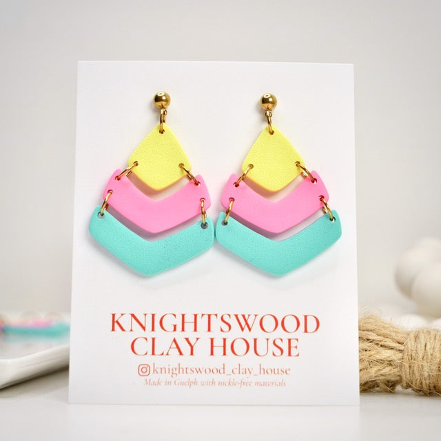 Arrow Dangles in Neon Yellow, Pink and Blue