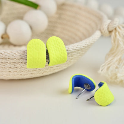 Itty Bitty Wrap Studs in Neon Yellow