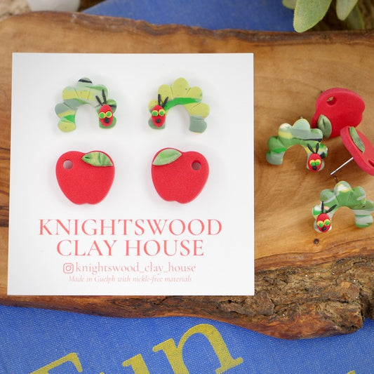 Stud 2 Pack with Caterpillar and Apple Studs