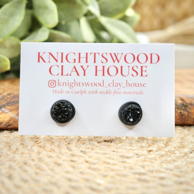 Black Druzy Studs