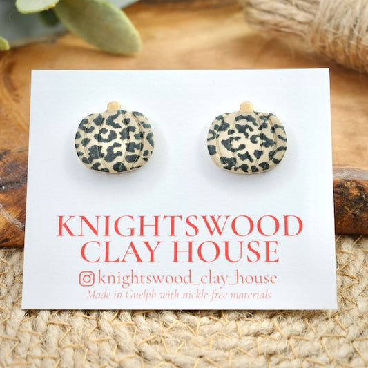 Pumpkin Studs in Leopard Print