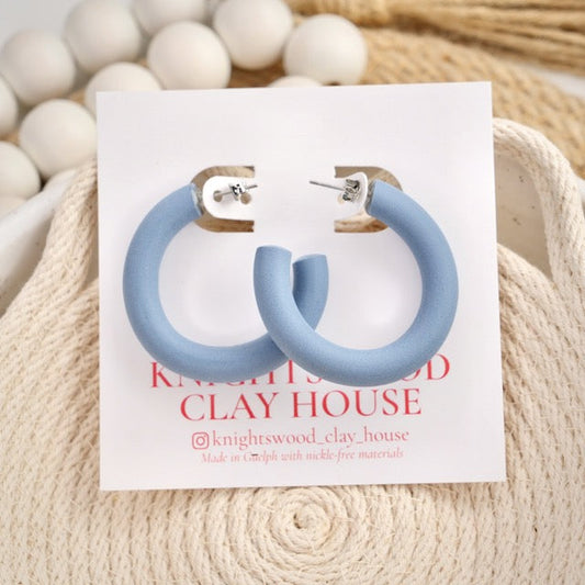 Clay Hoops in Blue Denim