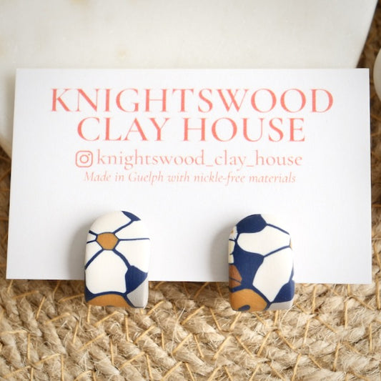 Itty Bitty Wrap Studs in Navy Floral
