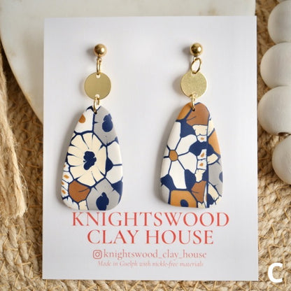 Clara Dangles in Navy Floral