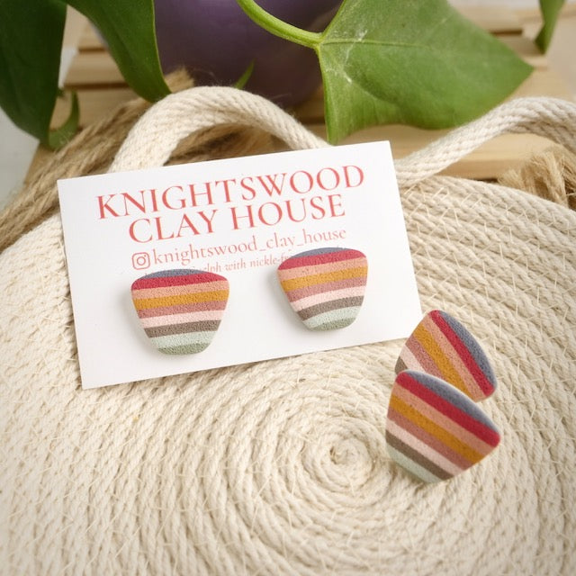 Trapezoid Studs in Retro Stripe