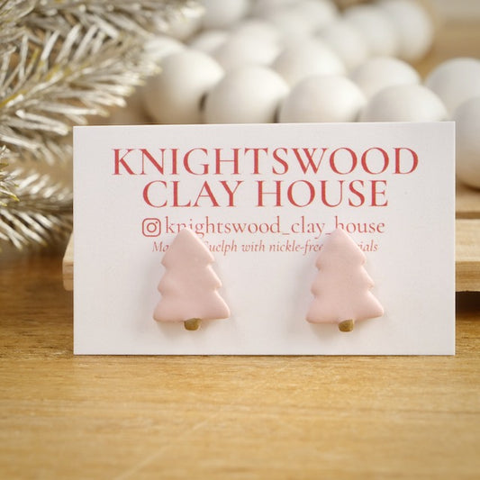 Christmas Tree Studs in Pink
