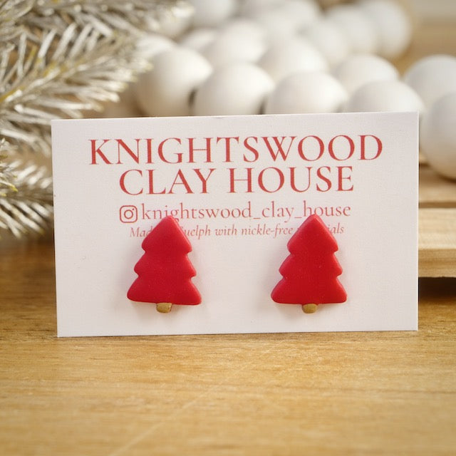 Christmas Tree Studs in Red