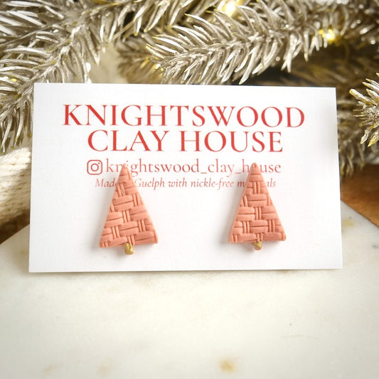 Christmas Tree Studs in Dark Blush