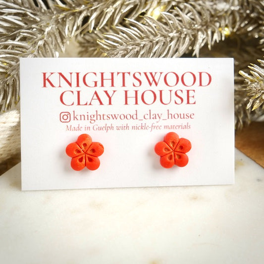 Red Flower Studs