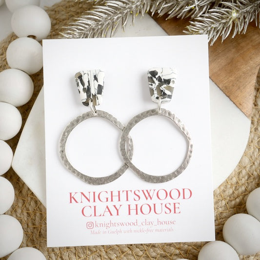 Howlite Stone Dangles with Silver Ovals