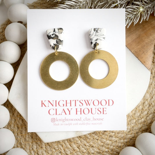 Howlite Stone Dangles with Brass Rings