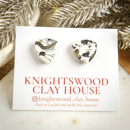 Reuleaux Studs in Howlite Stone