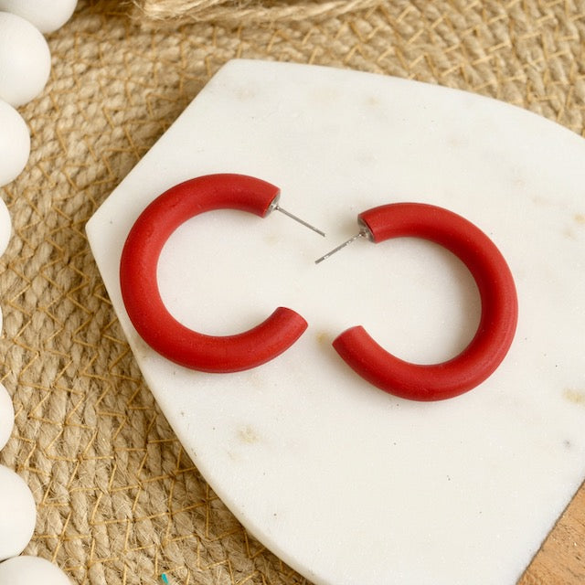 Clay Hoops in Cayenne Red