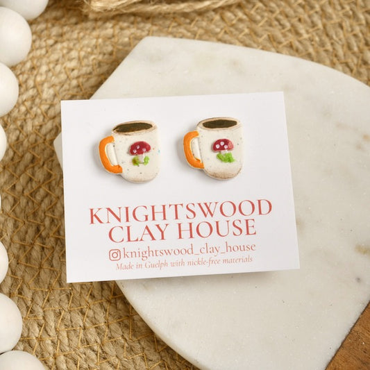Retro Mushroom Mug Studs