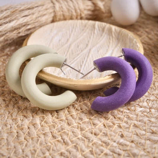 Combo Pack: Micro Clay Hoops in Sage and Royalty Purple