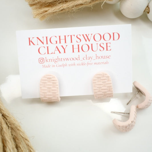 Itty Bitty Wrap Studs in Light Coral