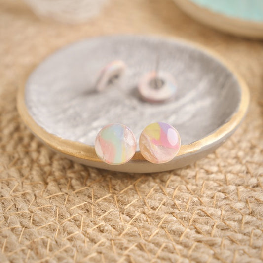 Micro Studs in Iridescent Marble