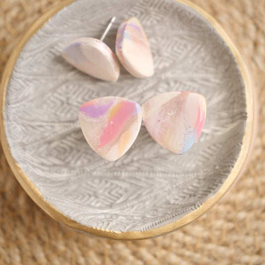 Reuleaux Studs in Iridescent Marble