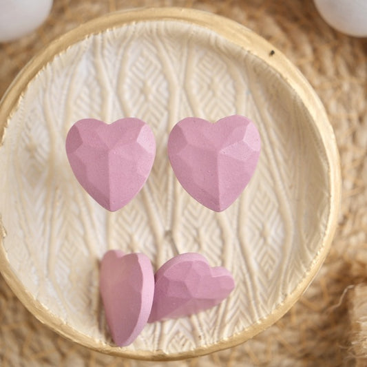 Geo Heart Studs in Rose Pink