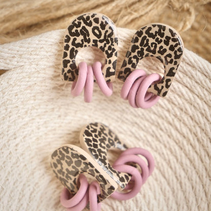 Munroe Statement Studs in Leopard Print