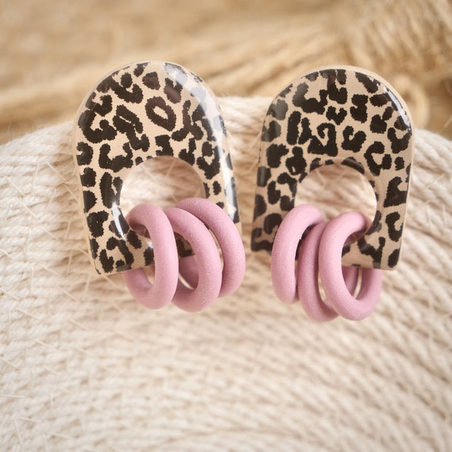 Munroe Statement Studs in Leopard Print