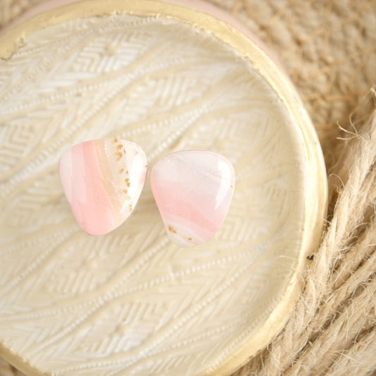 Pebble Studs in Pink Opal