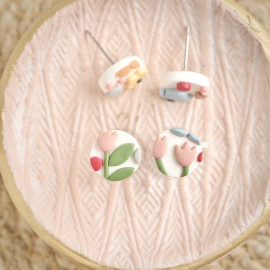 Micro Studs in Folk Art Floral